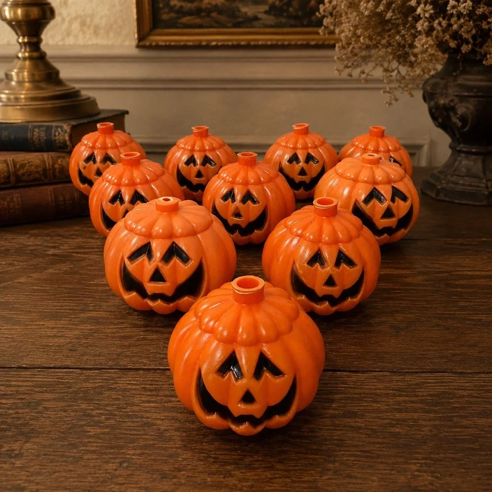 Vintage Easter Unlimited Halloween Blow Mold Frankenstein Pumpkin Lot 24pc